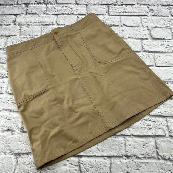 Lauren Ralph Lauren Tan Mini Skirt Womens Size 14 Pockets Casual Basic - Picture 1 of 9